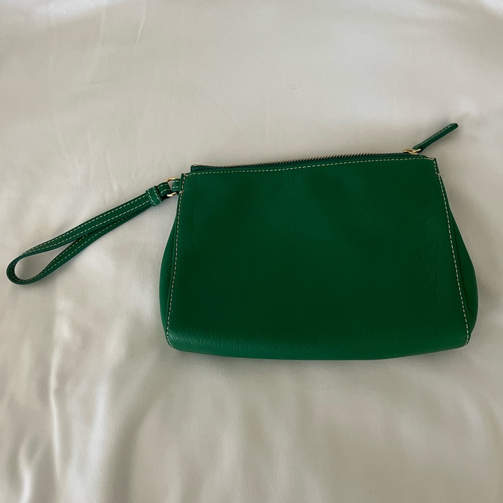 Talbots Kelly Green Pebbled Leather Wristlet